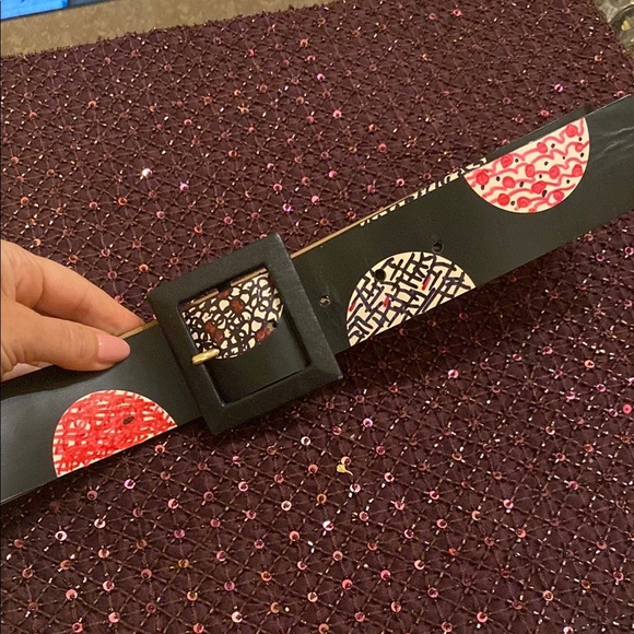 Kate Spade Black and Red Leather Belt size S - Picture 2 of 5